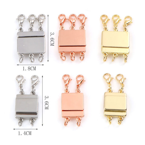 Picture of Zinc Based Alloy Magnetic Layered Clasps For Stackable Multi-layer Necklace Bracelet Rectangle Multicolor