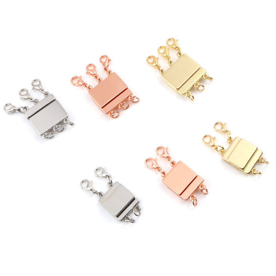 Picture of Zinc Based Alloy Magnetic Layered Clasps For Stackable Multi-layer Necklace Bracelet Rectangle Multicolor