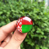Изображение Стеклянные Основы для Брошей Круглые Национальный флаг Серебряный Тон 1 ШТ