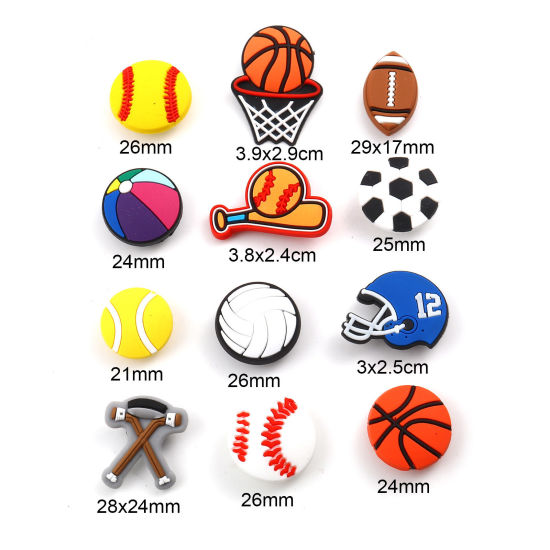 Picture of PVC Sport Shoe Charm Pins Decoration Accessories For Clog Sandals Multicolor