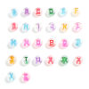 Изображение Акриловые Бусины Плоские Круглые, Случайно Сообщение " A-Z " 7мм диаметр, Отверстие:примерно 1.2мм, 500 ШТ