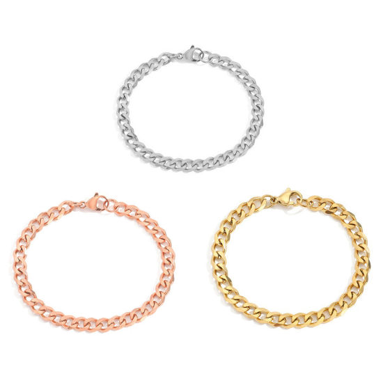Immagine di Acciaio Inossidabile Elegante Catena a Maglia Cubana Braccialetti Multicolore 1 Pz