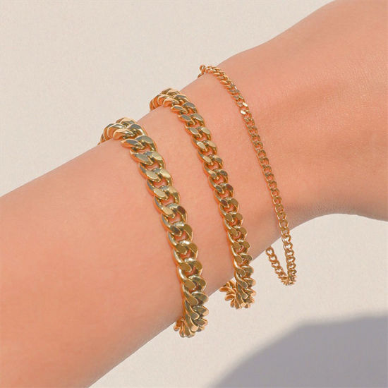 Immagine di Acciaio Inossidabile Elegante Catena a Maglia Cubana Braccialetti Multicolore 1 Pz