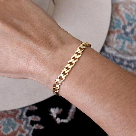 Immagine di Acciaio Inossidabile Elegante Catena a Maglia Cubana Braccialetti Multicolore 1 Pz