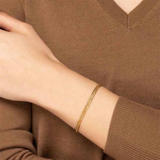 Immagine di Acciaio Inossidabile Elegante Catena a Maglia Cubana Braccialetti Multicolore 1 Pz
