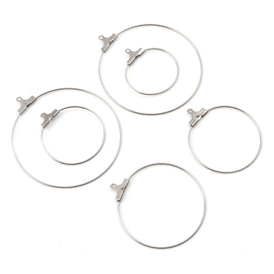 Image de Accessoires de Boucles d'Oreilles en Acier Inoxydable Rond Argent Mat Pouvoir Ouvrir