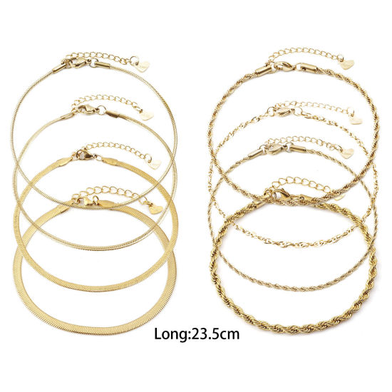 Picture of Stainless Steel Link Chain Anklet Gold Plated