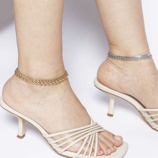 Picture of Stainless Steel Link Chain Anklet Gold Plated