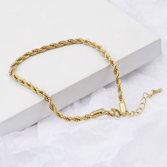Picture of 1 Piece Vacuum Plating Stainless Steel Link Chain Anklet Gold Plated