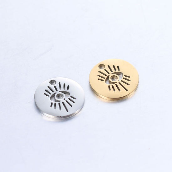 Immagine di 304 Acciaio Inossidabile Religione Charms Tondo Multicolore Malocchio 1 Pz