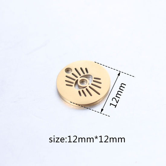 Immagine di 304 Acciaio Inossidabile Religione Charms Tondo Multicolore Malocchio 1 Pz