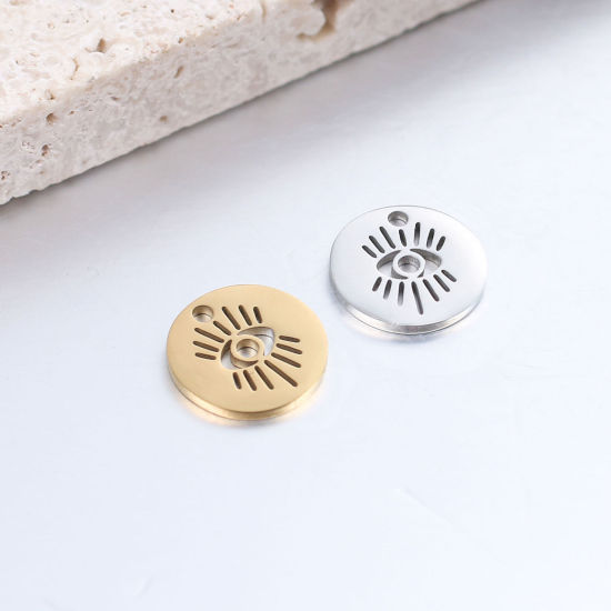 Immagine di 304 Acciaio Inossidabile Religione Charms Tondo Multicolore Malocchio 1 Pz
