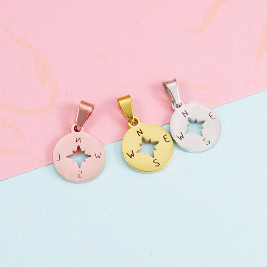 Изображение 1 ШТ 304 Нержавеющая Сталь Туризм Подвески Круглые Разноцветный Компас