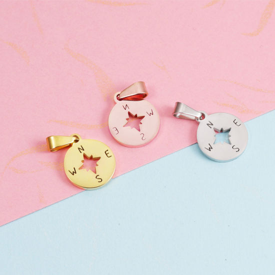 Изображение 1 ШТ 304 Нержавеющая Сталь Туризм Подвески Круглые Разноцветный Компас