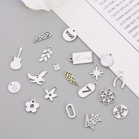 Stainless Steel Charms Mixed Silver Tone