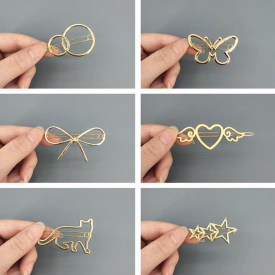 Picture of Simple Hair Clips Gold Plated Geometric Hollow