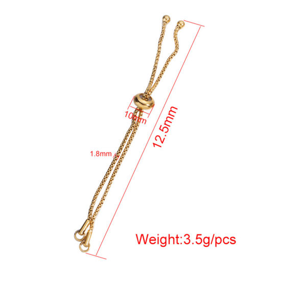 Picture of 304 Stainless Steel Box Chain Semi-finished Adjustable Slider/ Slide Bolo Bracelets For DIY Handmade Jewelry Making Multicolor 12cm(4 6/8") long