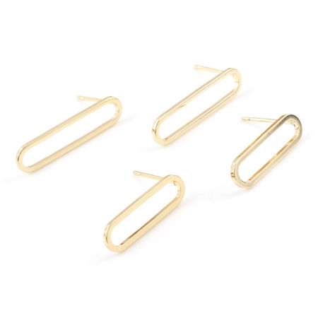 Brass Earring Accessories Real Gold Plated Oval Hollow