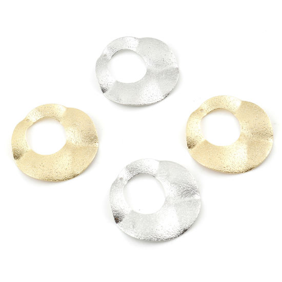 Изображение Латунь Подвески Круглые настоящее золото с покрытием Стардаст 3.3см x 3.3см, 3 ШТ