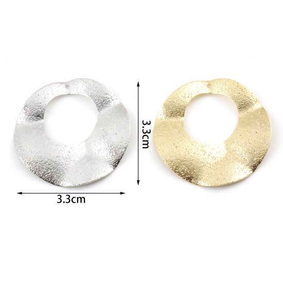 Изображение Латунь Подвески Круглые настоящее золото с покрытием Стардаст 3.3см x 3.3см, 3 ШТ