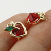 Imagen de Latón Colgantes Charms Flor Oro Real Chapado Fruta Multicolor Circón Artificial 17mm x 10mm, 2 Unidades