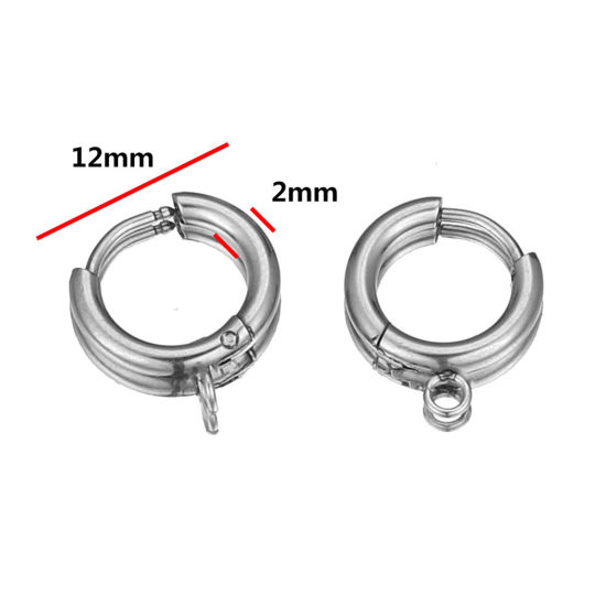 Picture of 304 Stainless Steel Lever Back Clips Earrings Multicolor W/ Loop 12mm Dia.