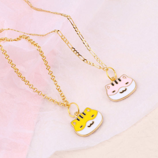 Picture of Zinc Based Alloy Charms Cat Animal Gold Plated Enamel