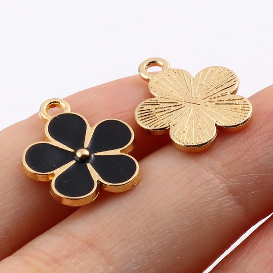 Immagine di Lega di Zinco Charms Fiore Oro Placcato Multicolore Smalto 20 Pz