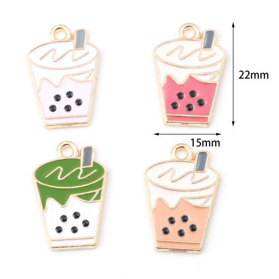 Picture of Zinc Based Alloy Charms Gold Plated Multicolor Beverages Enamel