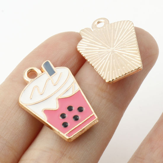 Picture of Zinc Based Alloy Charms Gold Plated Multicolor Beverages Enamel