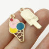 Picture of Zinc Based Alloy Charms Gold Plated Multicolor Ice cream Enamel