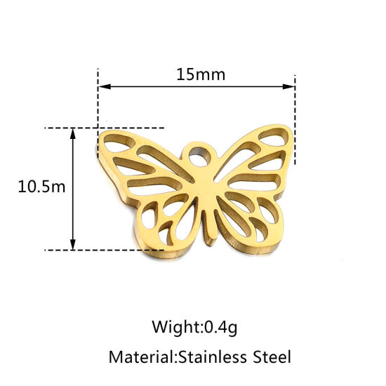 Picture of 304 Stainless Steel Insect Charms Multicolor Butterfly Animal