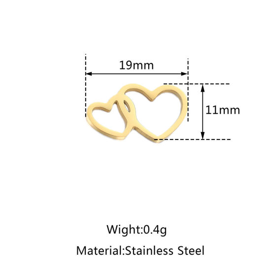 Immagine di 304 Acciaio Inossidabile San Valentino Charms Cuore Multicolore 2 Pz