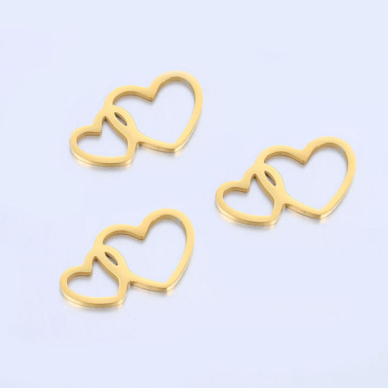 Immagine di 304 Acciaio Inossidabile San Valentino Charms Cuore Multicolore 2 Pz