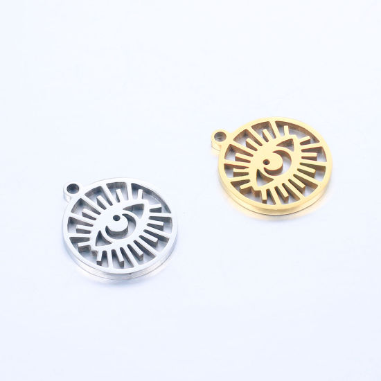 Изображение 304 Нержавеющая Сталь религия религия Подвески Круглые Разноцветный Злой Глаз 1 ШТ