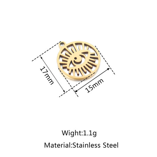 Изображение 304 Нержавеющая Сталь религия религия Подвески Круглые Разноцветный Злой Глаз 1 ШТ