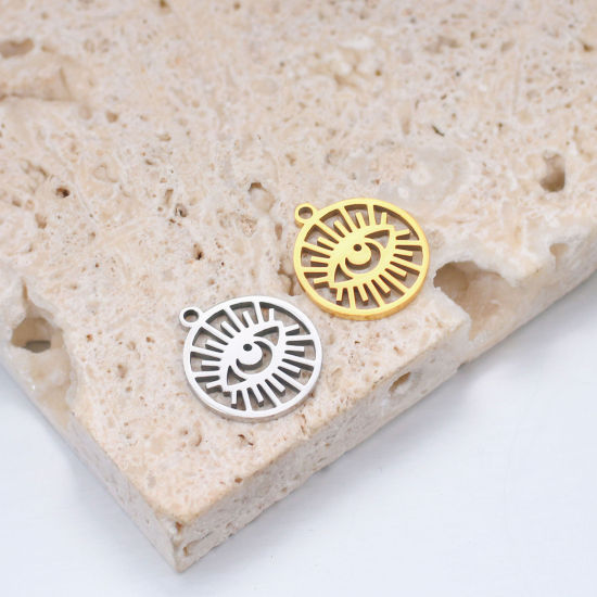 Изображение 304 Нержавеющая Сталь религия религия Подвески Круглые Разноцветный Злой Глаз 1 ШТ