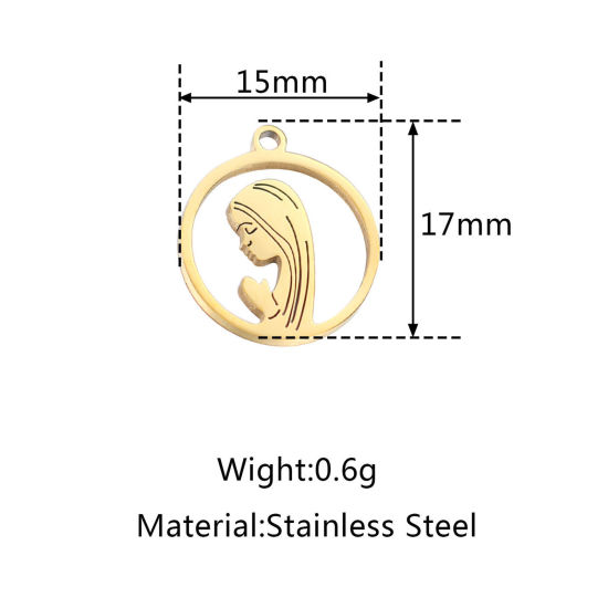 Изображение 304 Нержавеющая Сталь религия религия Подвески Круглые Разноцветный Богородица 1 ШТ