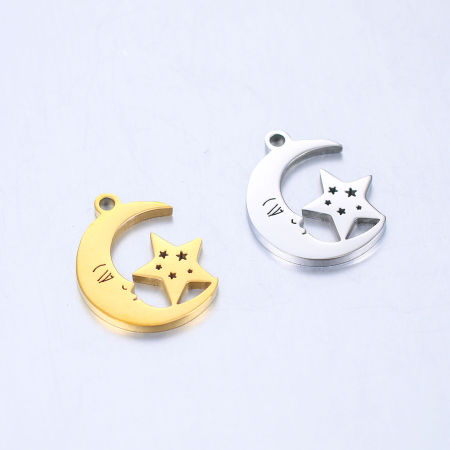 304 Stainless Steel Galaxy Charms Multicolor Half Moon Star
