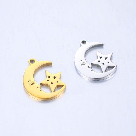 Изображение 304 Нержавеющая Сталь галактика галактика Подвески Луна половина Разноцветный Звезда 1 ШТ