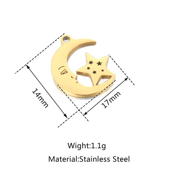Изображение 304 Нержавеющая Сталь галактика галактика Подвески Луна половина Разноцветный Звезда 1 ШТ