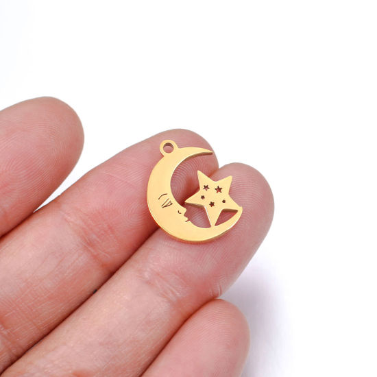 Изображение 304 Нержавеющая Сталь галактика галактика Подвески Луна половина Разноцветный Звезда 1 ШТ