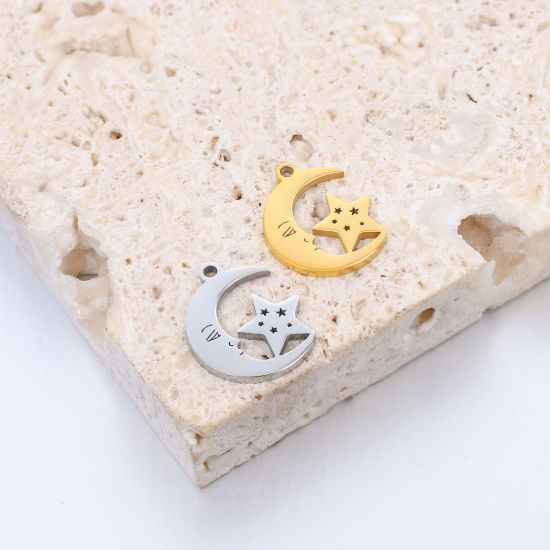 Изображение 304 Нержавеющая Сталь галактика галактика Подвески Луна половина Разноцветный Звезда 1 ШТ