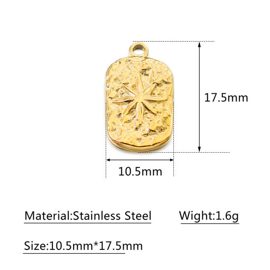 Immagine di 304 Acciaio Inossidabile Galassia Charms Rettangolo Oro Placcato Stella 1 Pz