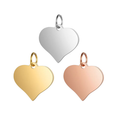 Imagen de 1 Unidad 304 Acero Inoxidable día de San Valentín Puede Tallar Llana Colgantes Charms Corazón Multicolor Pulido de Espejos 17mm x 15mm