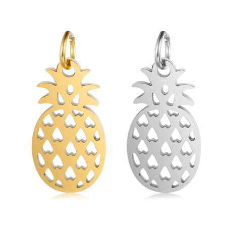 304 Stainless Steel Charms Multicolor Pineapple/ Ananas Fruit