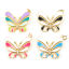 Immagine di Ottone Insetto Charms Oro Placcato Multicolore Farfalla Smalto Trasparente Strass 1 Pz