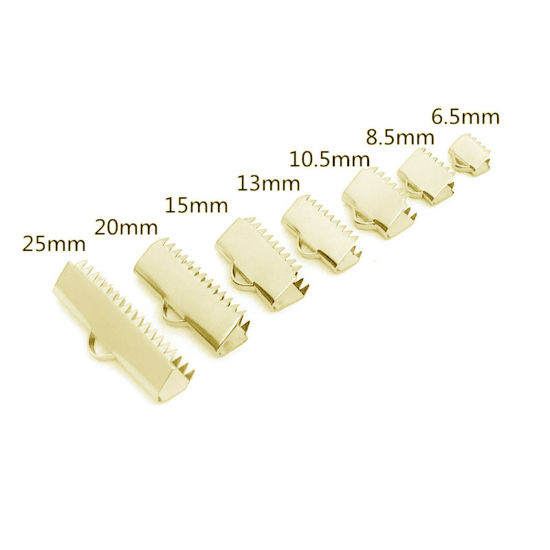 Picture of 304 Stainless Steel Ribbon Crimp End Gold Plated