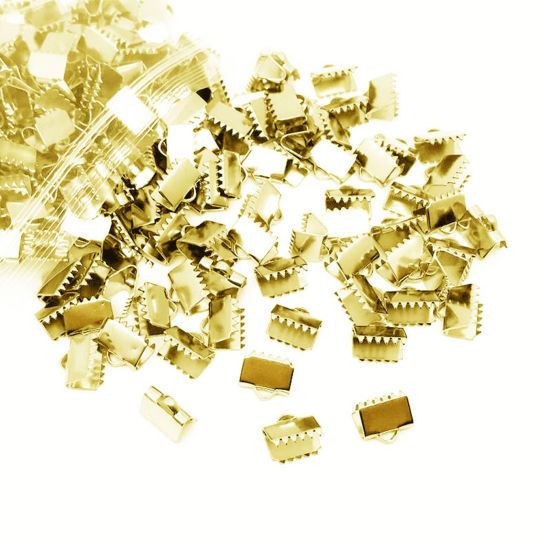 Picture of 304 Stainless Steel Ribbon Crimp End Gold Plated