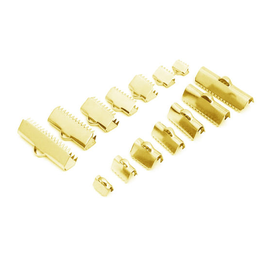 Picture of 304 Stainless Steel Ribbon Crimp End Gold Plated